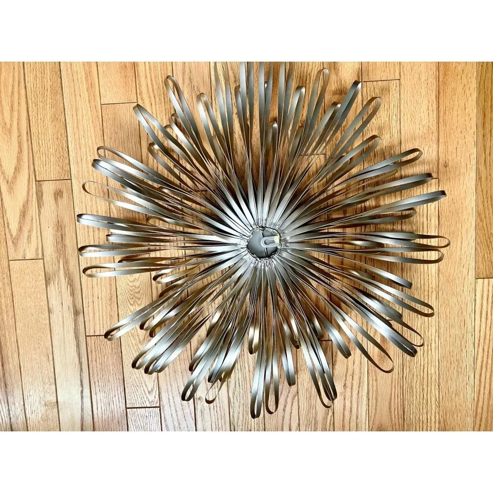 Vintage Starburst Sunburst Mirror Wall Art Gold Metal Mid Century Modern Accent